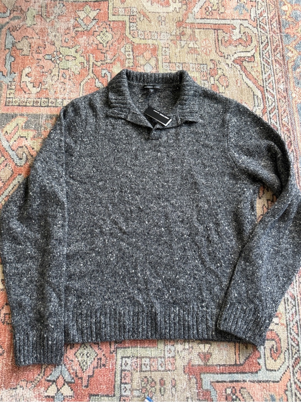 James Perse Charcoal Speckled V-Neck Sweater